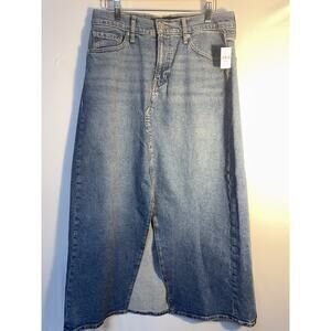 GAP Denim Midi Skirt Womens Size 8 Waist 29 Blue Front Slit NWT